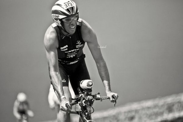 David Rodríguez durante la carrera en el Ironman de Lanzarote.