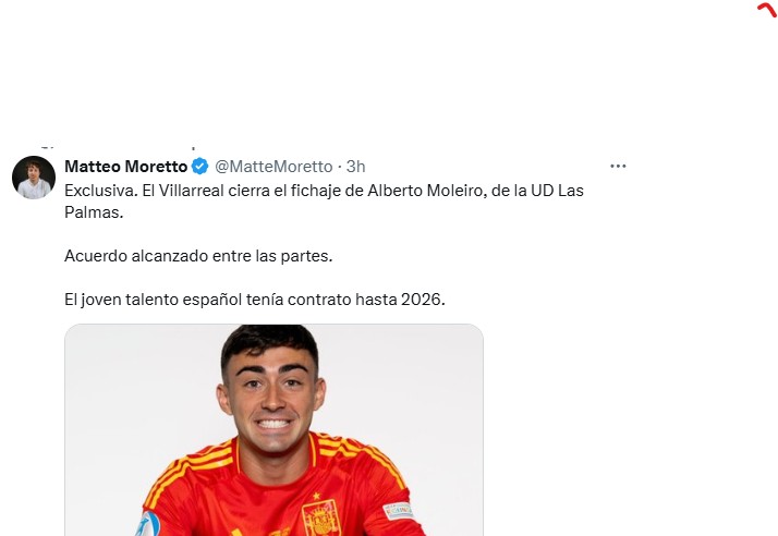 Aseguran que ya hay acuerdo para el futuro de Moleiro en el Villarreal